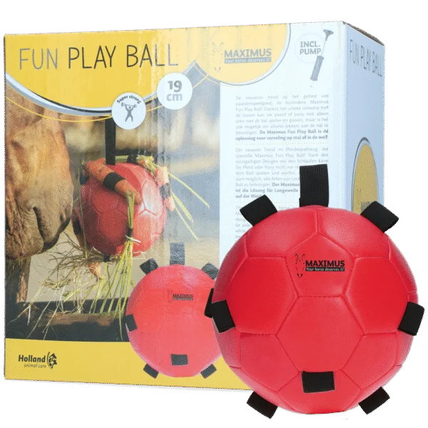 Piłka do zabawy dla konia z gumkami, 19 cm, czerwona – Excellent Horse Fun Play Ball