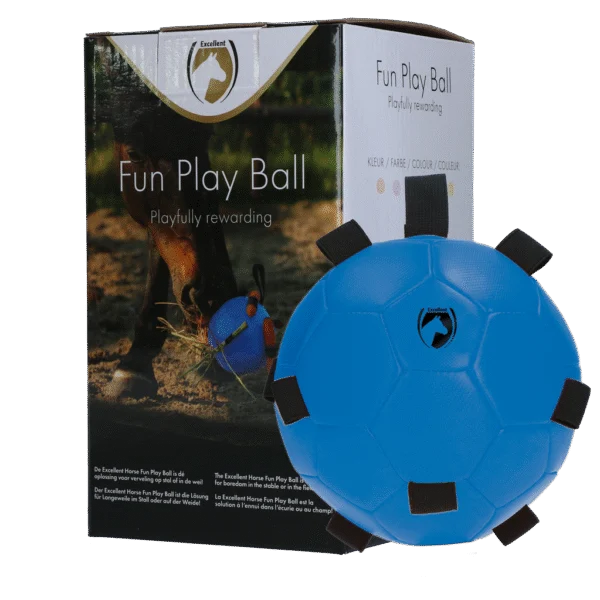 Piłka do zabawy dla konia z gumkami, 19 cm, niebieska – Excellent Horse Fun Play Ball