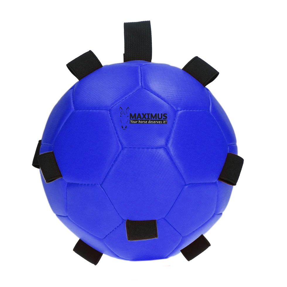 Piłka do zabawy dla konia z gumkami, 19 cm, niebieska – Excellent Horse Fun Play Ball - obrazek 2