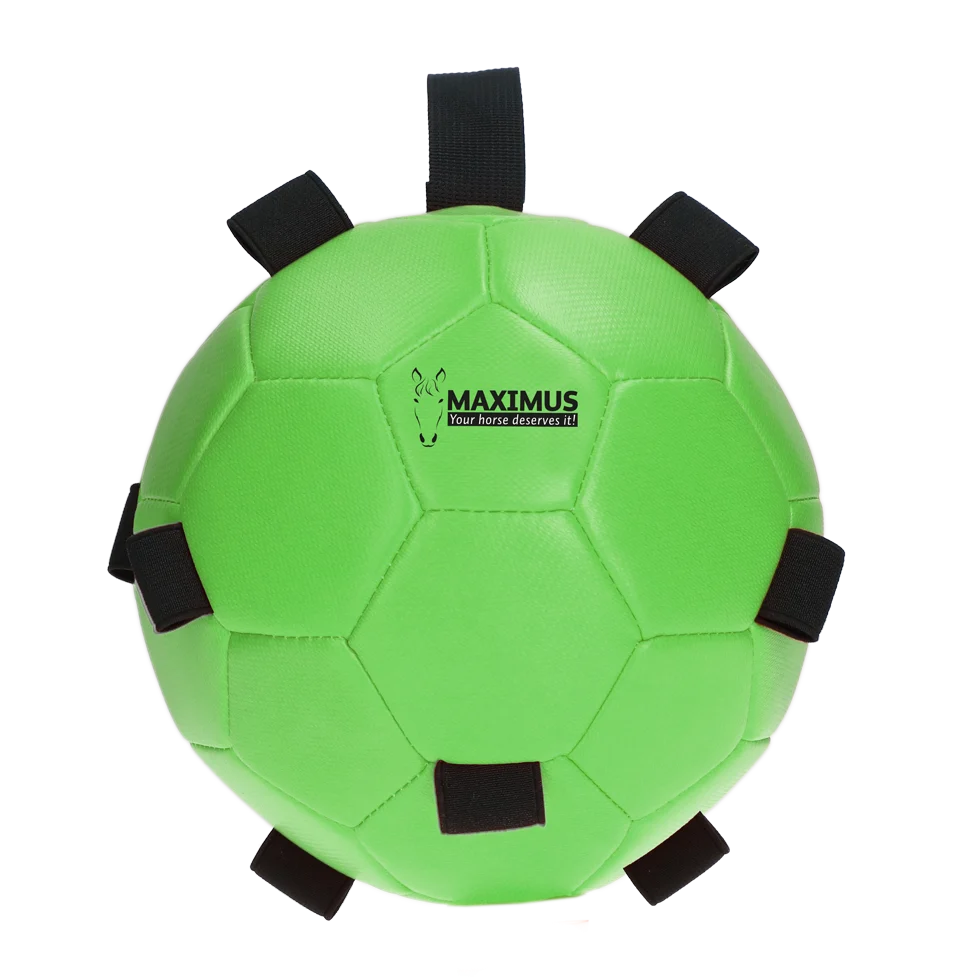 Piłka do zabawy dla konia z gumkami, 19 cm, zielona – Excellent Horse Fun Play Ball - obrazek 2