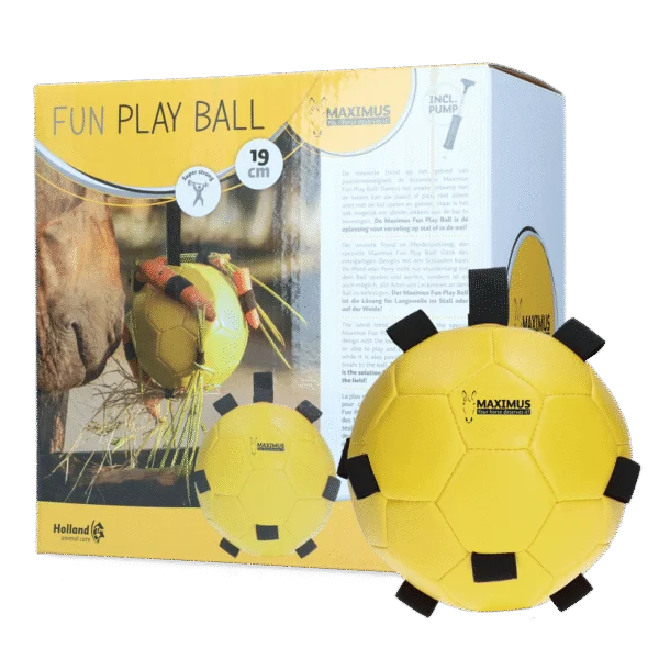 Piłka do zabawy dla koni z gumkami, 19 cm, żółta – Excellent Horse Fun Play Ball