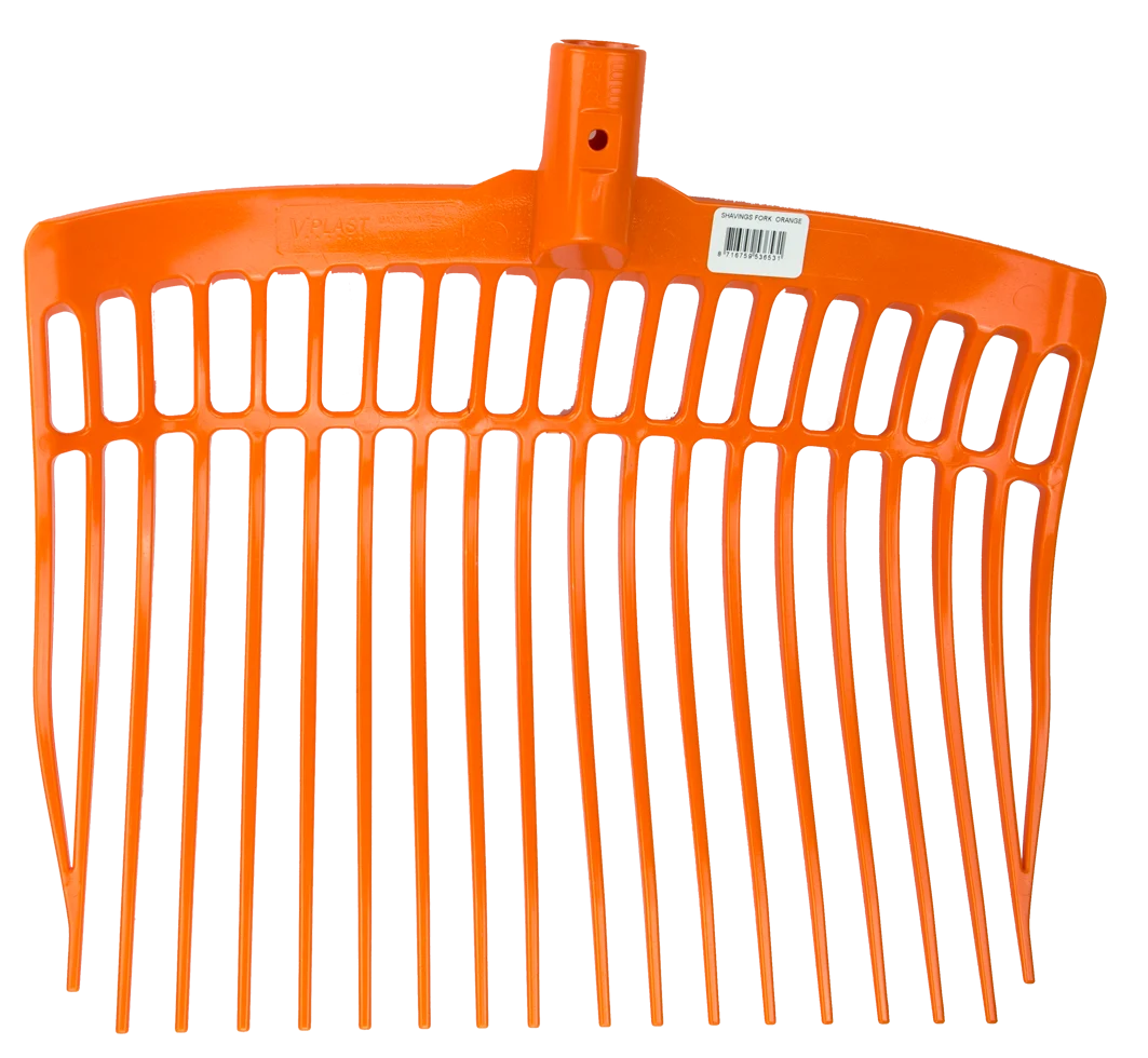 Plastikowe widły do obornika bez trzonka, pomarańczowe, 41 x 36 x 11 cm – Vplast - obrazek 1
