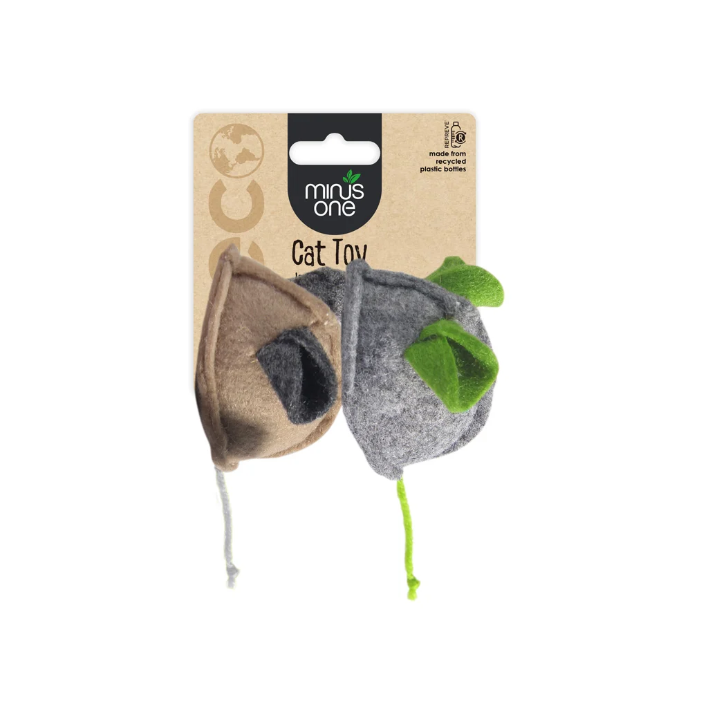 Zabawki dla kota w kształcie myszy, z filcu i kocimiętką, 2 sztuki – Minus One Felt Cat Toys Mouse 2-pack - obrazek 1