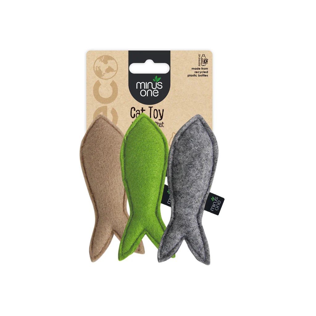 Rybki dla kota z filcu i kocimiętki, 3 sztuki – Minus One Felt Cat Toys Fish 3 pack - obrazek 1