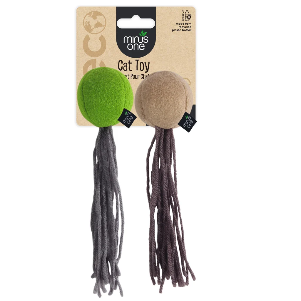 Piłeczki dla kota z filcu i kocimiętki, 2 sztuki – Minus One Felt Cat Toys Balls 2-pack - obrazek 1