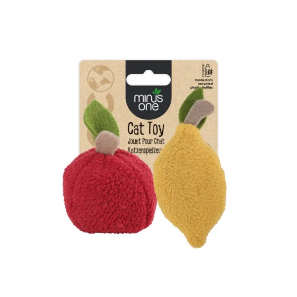Zabawki dla kota w kształcie owoców z kocimiętką, cytryna i jabłko, 2 sztuki – Minus One Fruit Cat Toys Lemon & Apple