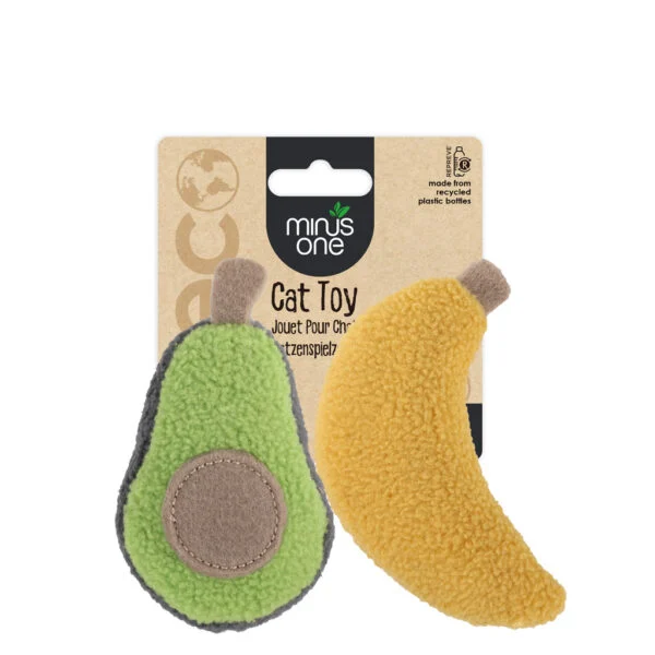 Zabawki dla kota w kształcie owoców z kocimiętką, awokado i banan, 2 sztuki – Minus One Fruit Cat Toys Avacado & Banana