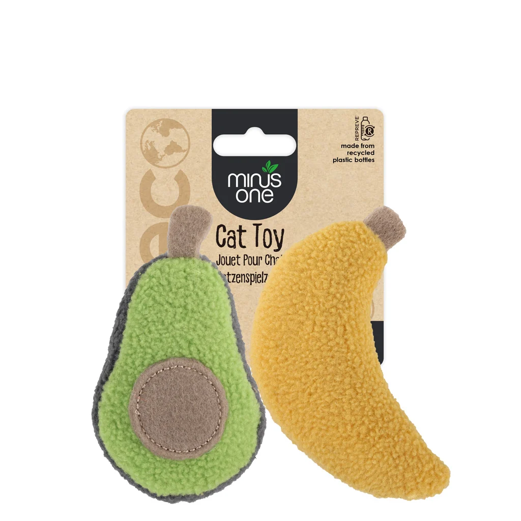 Zabawki dla kota w kształcie owoców z kocimiętką, awokado i banan, 2 sztuki – Minus One Fruit Cat Toys Avacado & Banana - obrazek 1