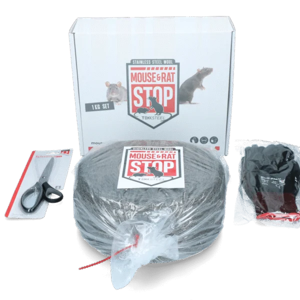 Wełna stalowa ze stali nierdzewnej do zabezpieczania przed myszami i szczurami, zestaw 1 kg – Mouse & Rat Stop