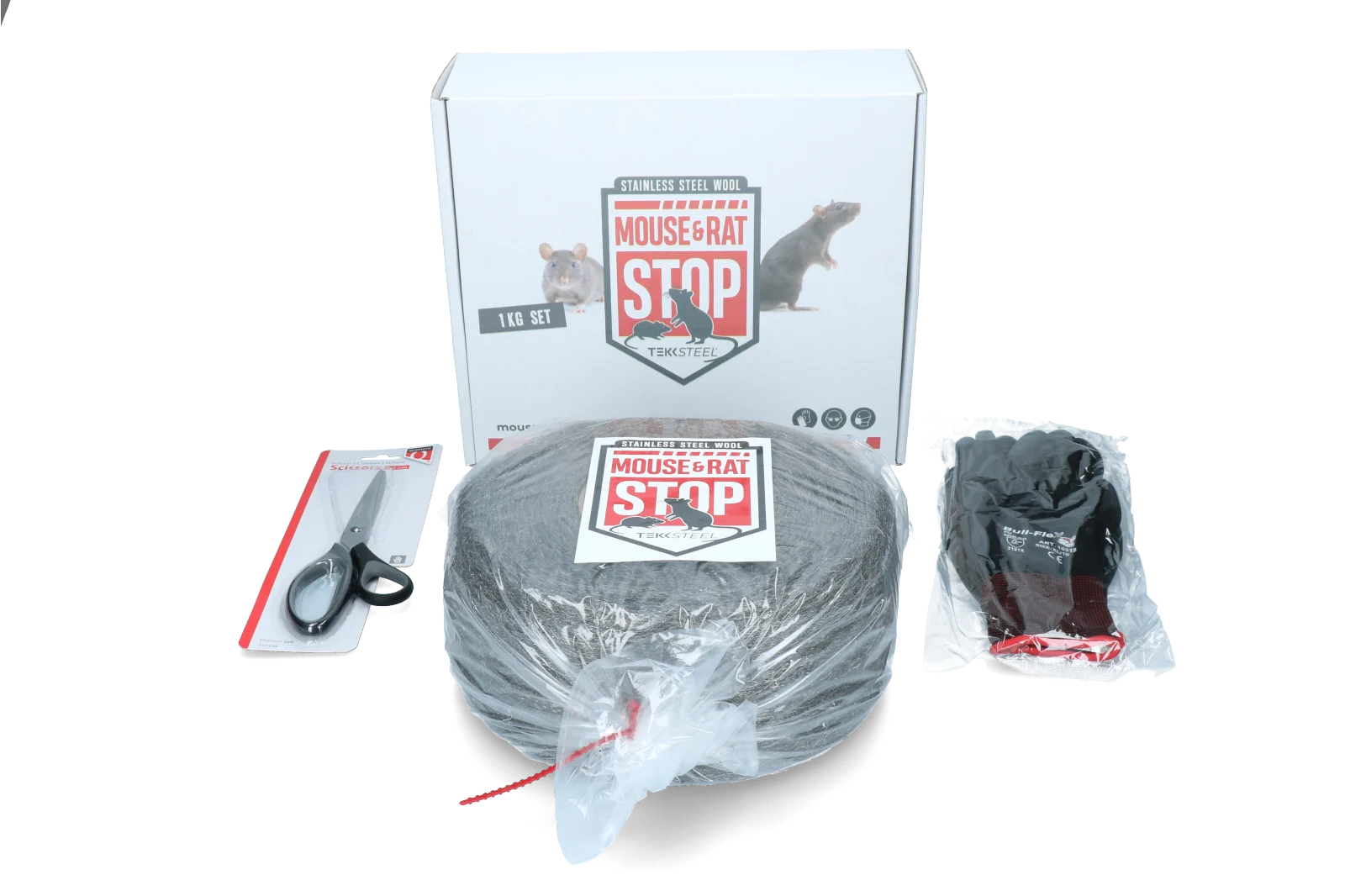 Wełna stalowa ze stali nierdzewnej do zabezpieczania przed myszami i szczurami, zestaw 1 kg – Mouse & Rat Stop - obrazek 1
