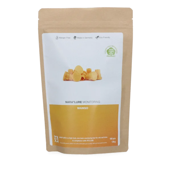 Plastikowa przynęta o aromacie mango na myszy i szczury, 100 sztuk – Nara Lure