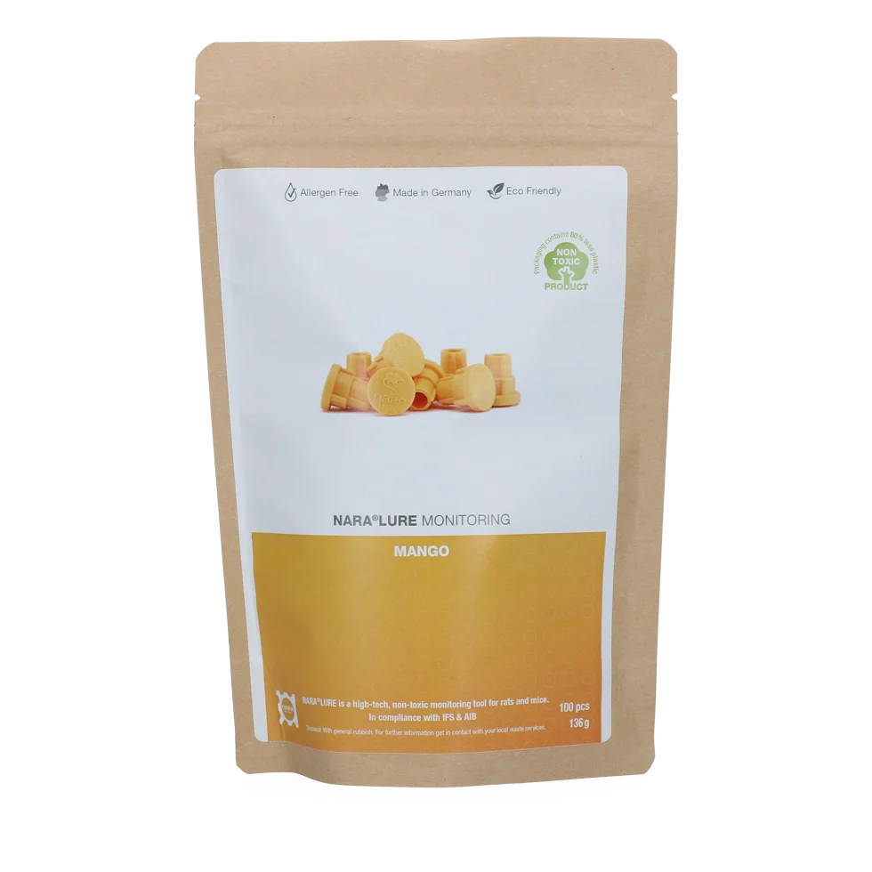 Plastikowa przynęta o aromacie mango na myszy i szczury, 100 sztuk – Nara Lure - obrazek 1