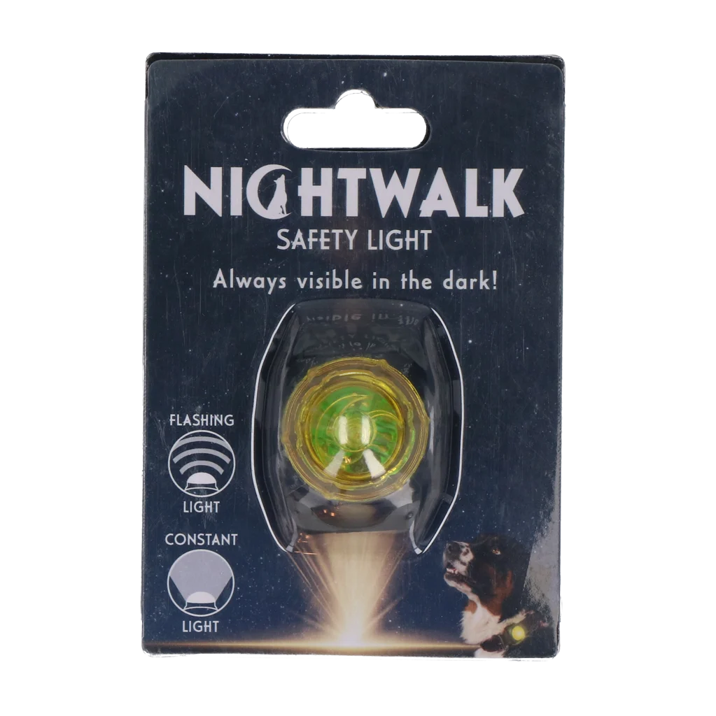 Lampka bezpieczeństwa do obroży dla psa, żółta, 2 tryby świecenia – Nightwalk Safety Light - obrazek 1