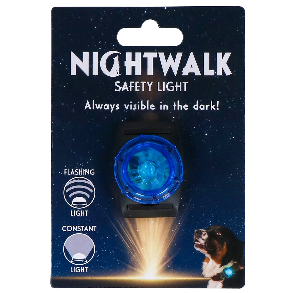 Lampka bezpieczeństwa do obroży dla psa, niebieska, 2 tryby świecenia – Nightwalk Safety Light - obrazek 1
