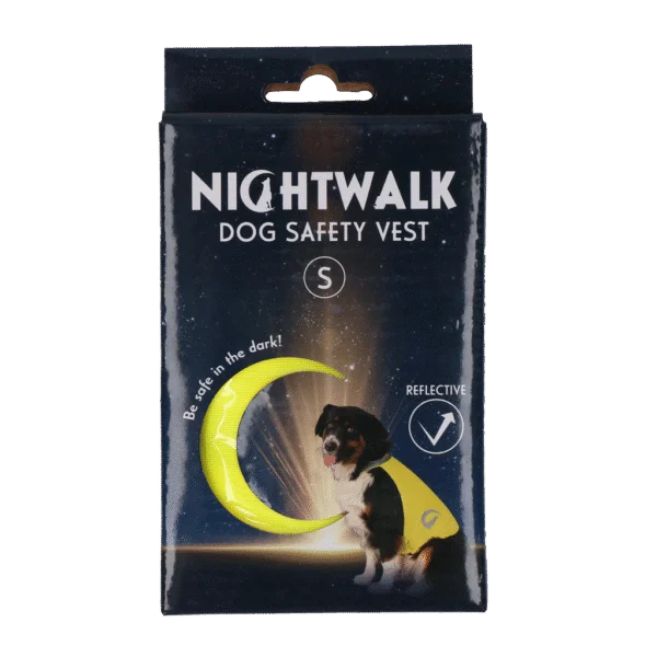 Kamizelka odblaskowa dla psa z elementami odblaskowymi i zapięciem na rzep, żółta, rozmiar S – Nightwalk Safety Vest