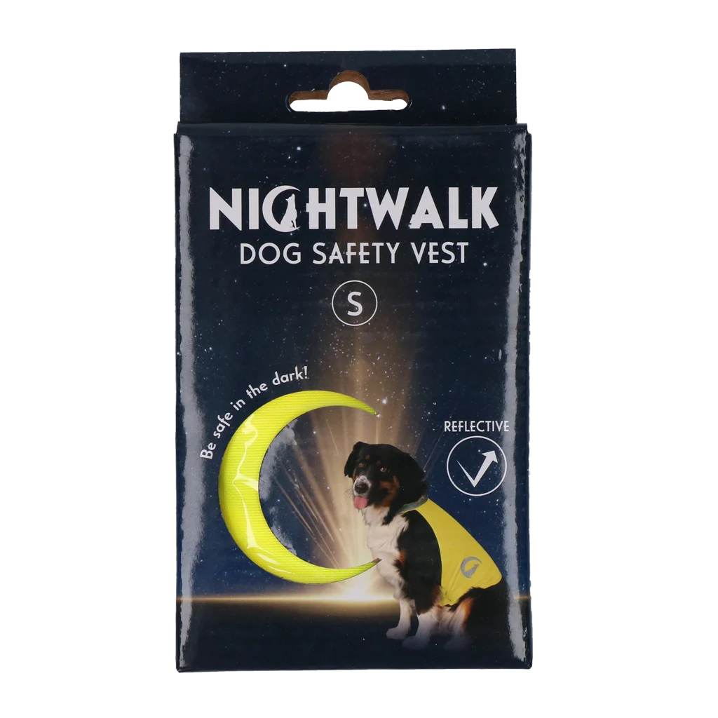 Kamizelka odblaskowa dla psa z elementami odblaskowymi i zapięciem na rzep, żółta, rozmiar S – Nightwalk Safety Vest - obrazek 1