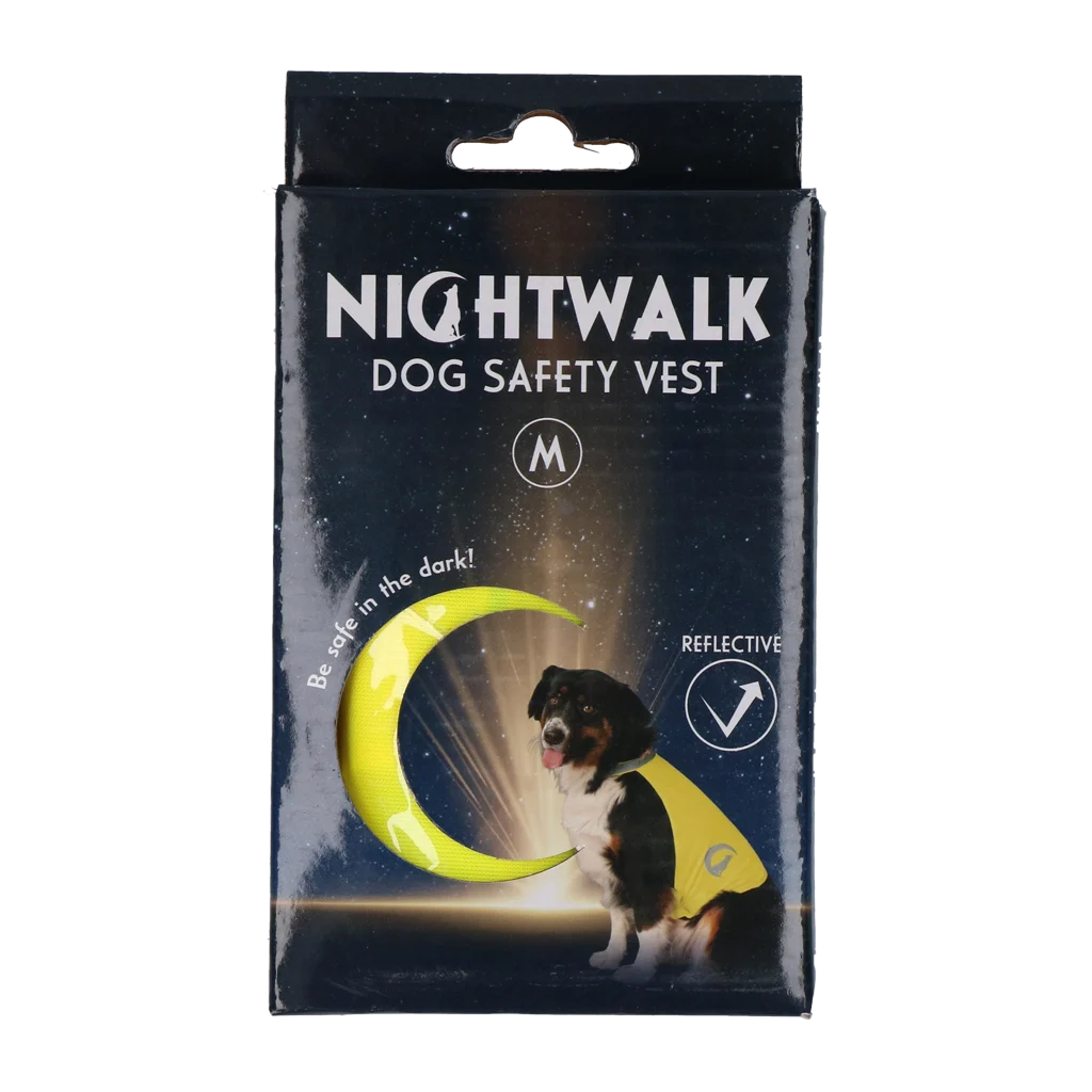 Kamizelka odblaskowa dla psa z elementami odblaskowymi i zapięciem na rzep, żółta, M – Nightwalk Safety Vest - obrazek 1