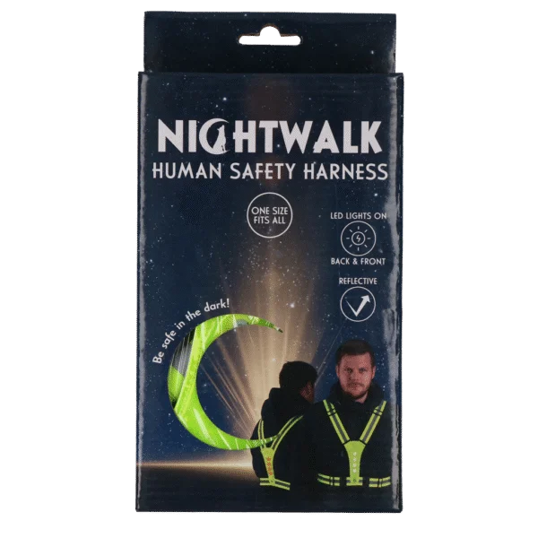Uprząż bezpieczeństwa z oświetleniem LED, regulowana, żółta – Nightwalk Human Safety Harness