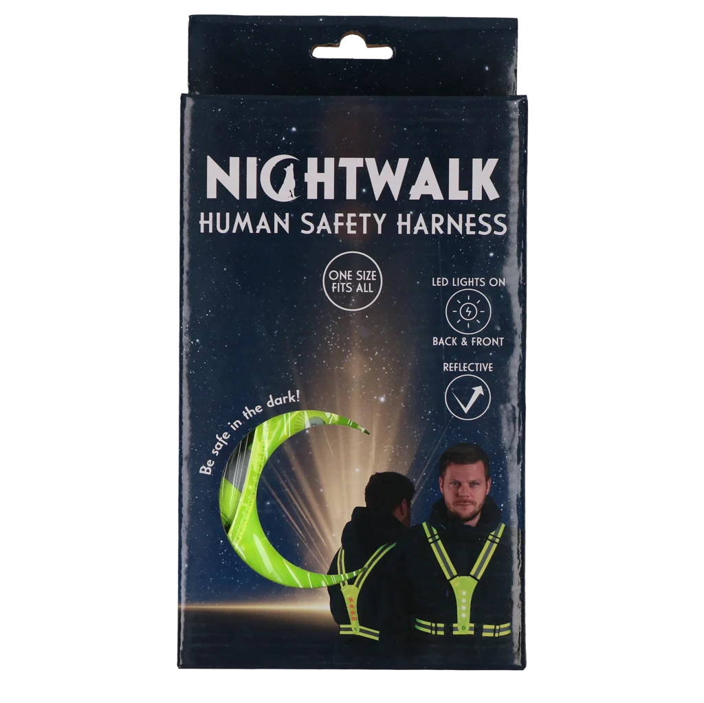 Uprząż bezpieczeństwa z oświetleniem LED, regulowana, żółta – Nightwalk Human Safety Harness - obrazek 1