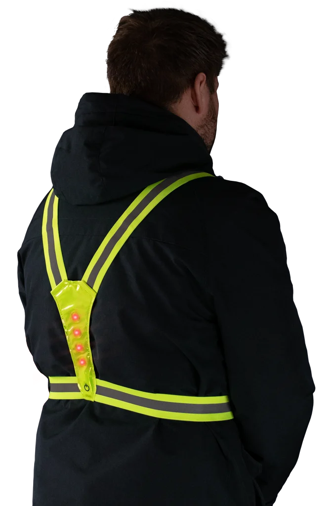 Uprząż bezpieczeństwa z oświetleniem LED, regulowana, żółta – Nightwalk Human Safety Harness - obrazek 4