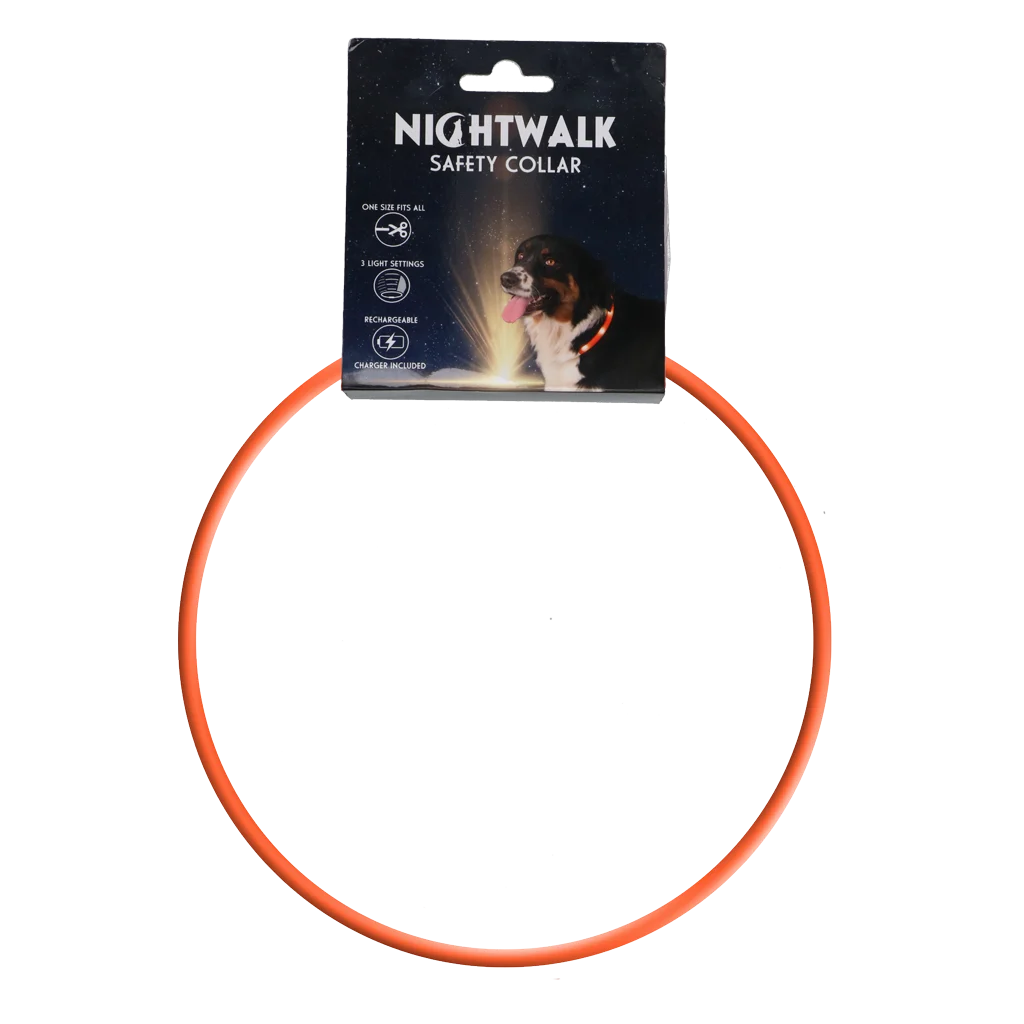 NIGH075.png Świecąca obroża dla psa, ładowana, pomarańczowa – Nightwalk Safety Collar - obrazek 1