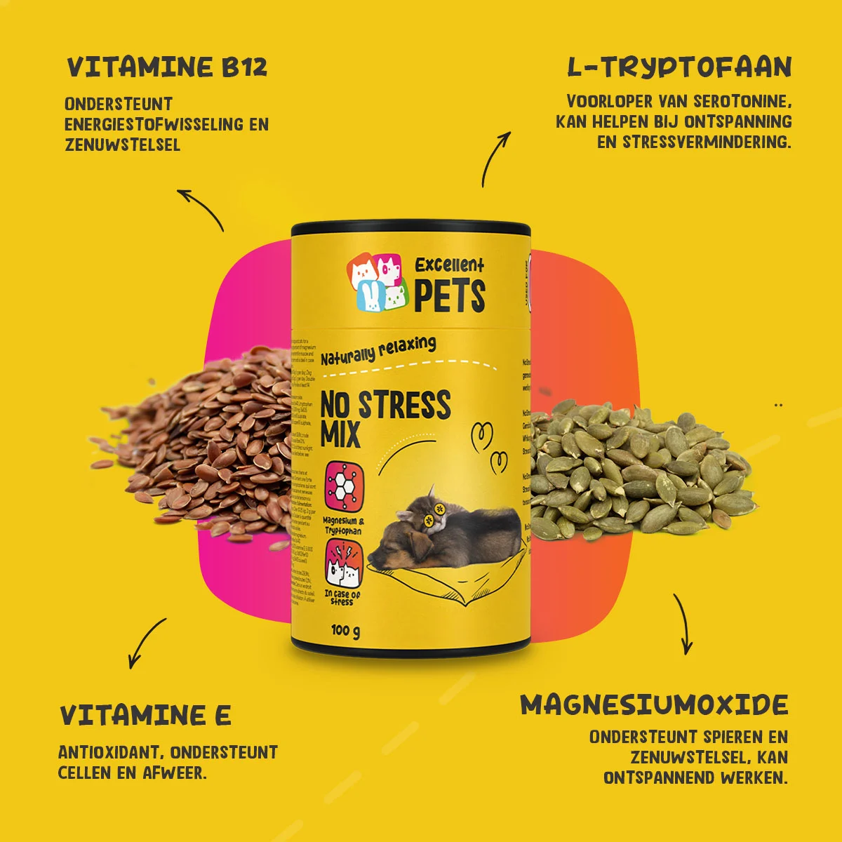 Proszek uzupełniający dla psów i kotów w sytuacjach stresowych, 100 g – Excellent Pets No Stress Mix - obrazek 6