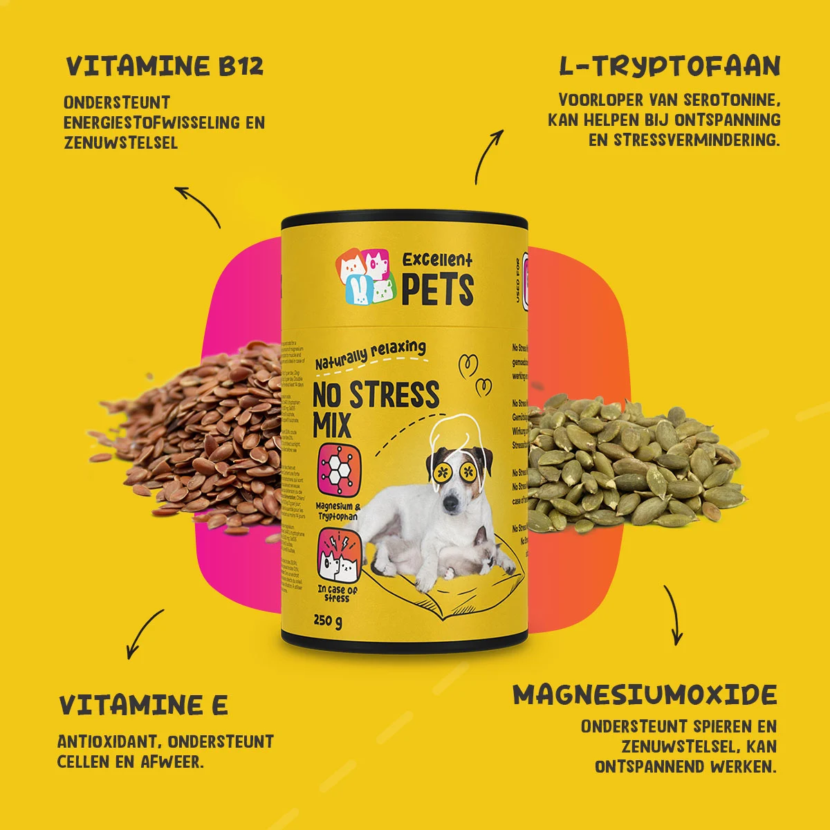Preparat uzupełniający w proszku dla psów i kotów w sytuacjach stresowych, 250 g – Excellent Pets No Stress Mix - obrazek 6
