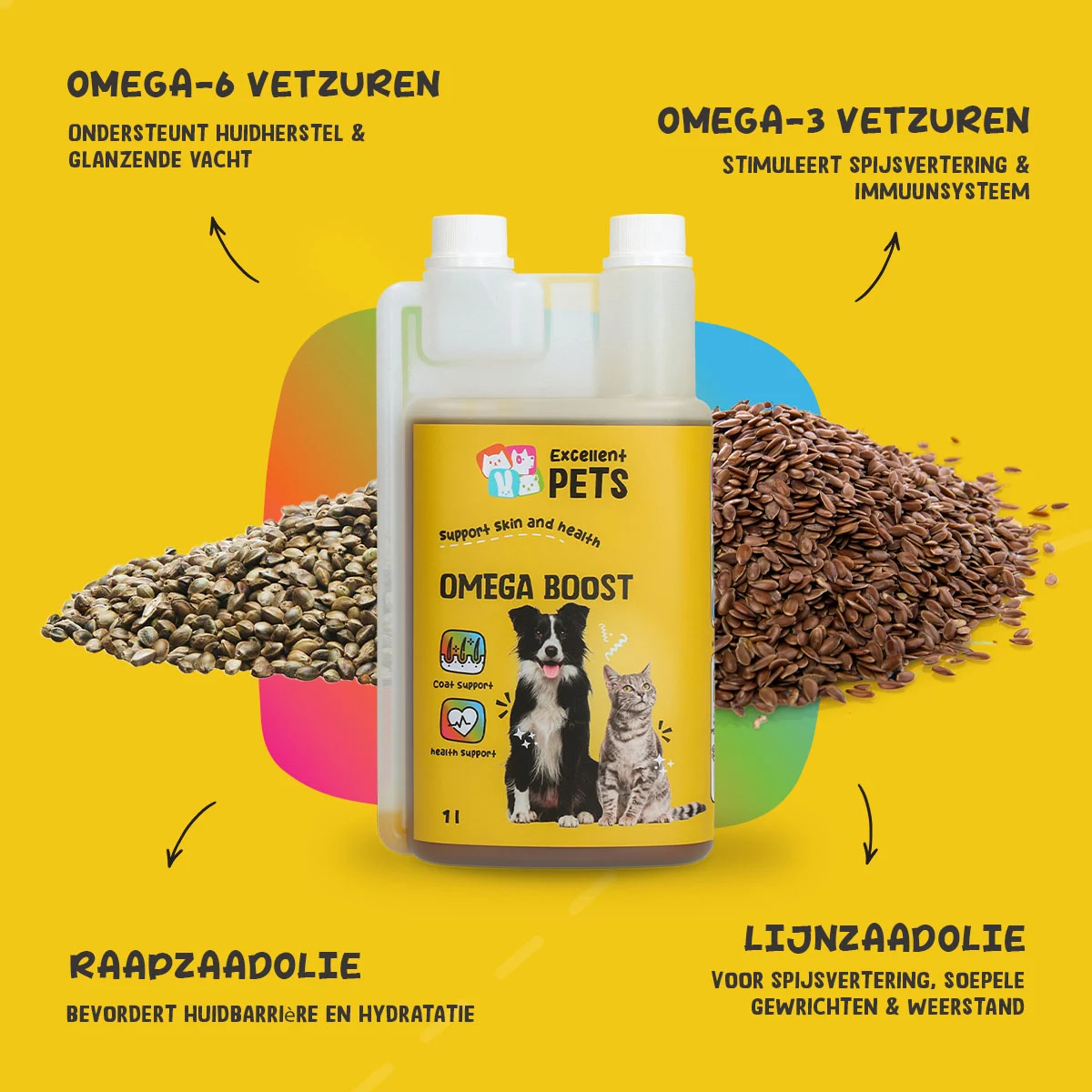 Olej Omega dla psów z olejami roślinnymi, 1 l – Excellent Pets Omega Boost - obrazek 5