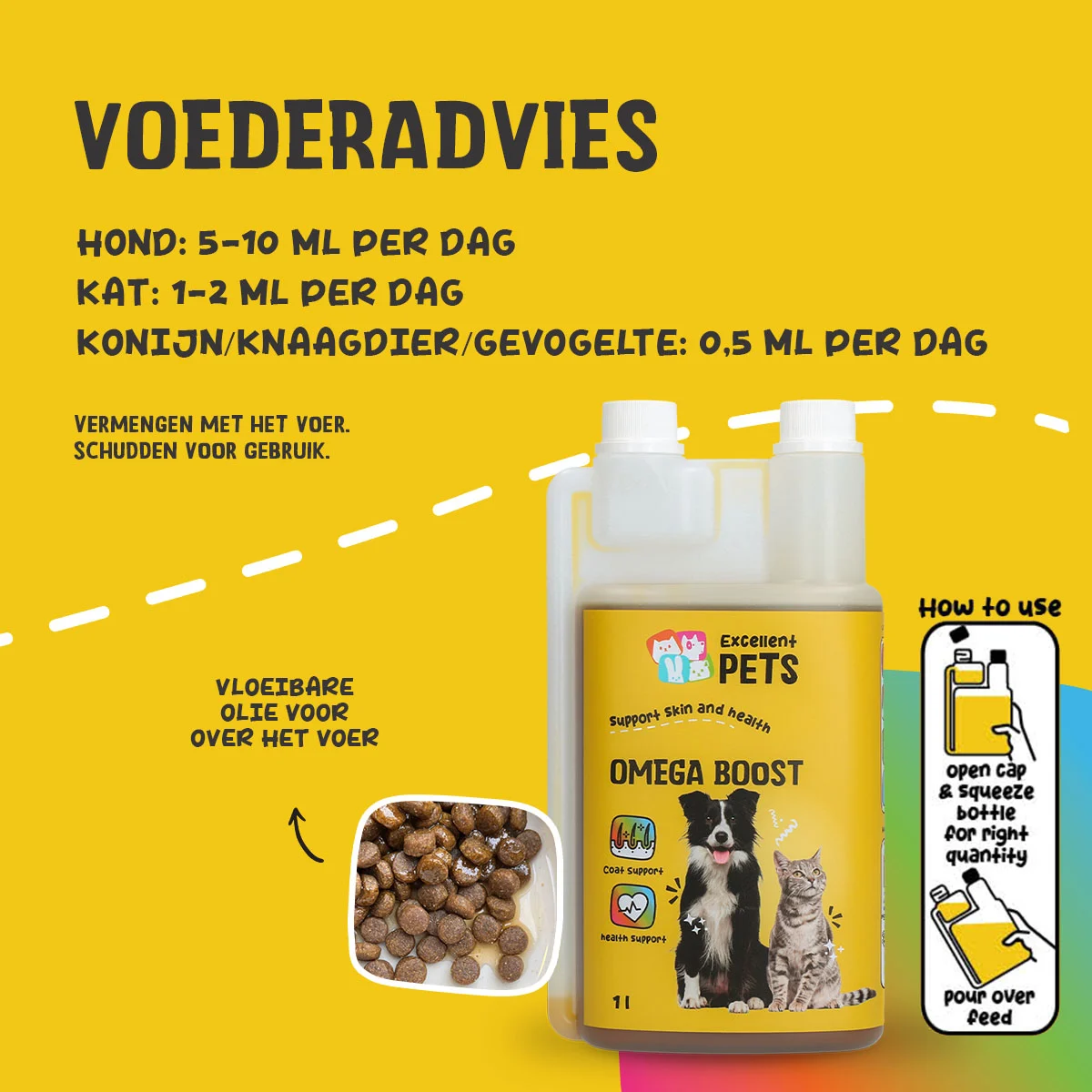 Olej Omega dla psów z olejami roślinnymi, 1 l – Excellent Pets Omega Boost - obrazek 2