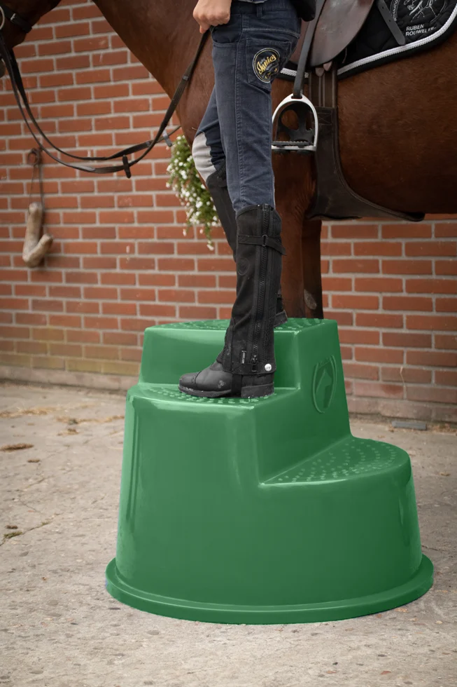 Podest do wsiadania z 3 stopniami antypoślizgowymi, zielony, 53 cm – Excellent Horse - obrazek 4