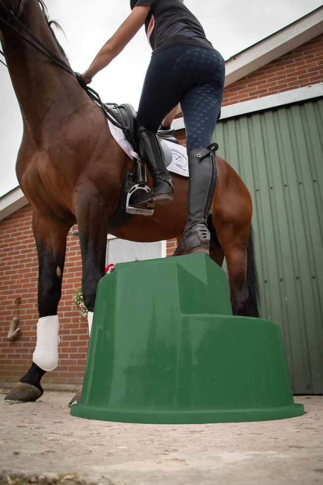Podest do wsiadania z 3 stopniami antypoślizgowymi, zielony, 53 cm – Excellent Horse - obrazek 5