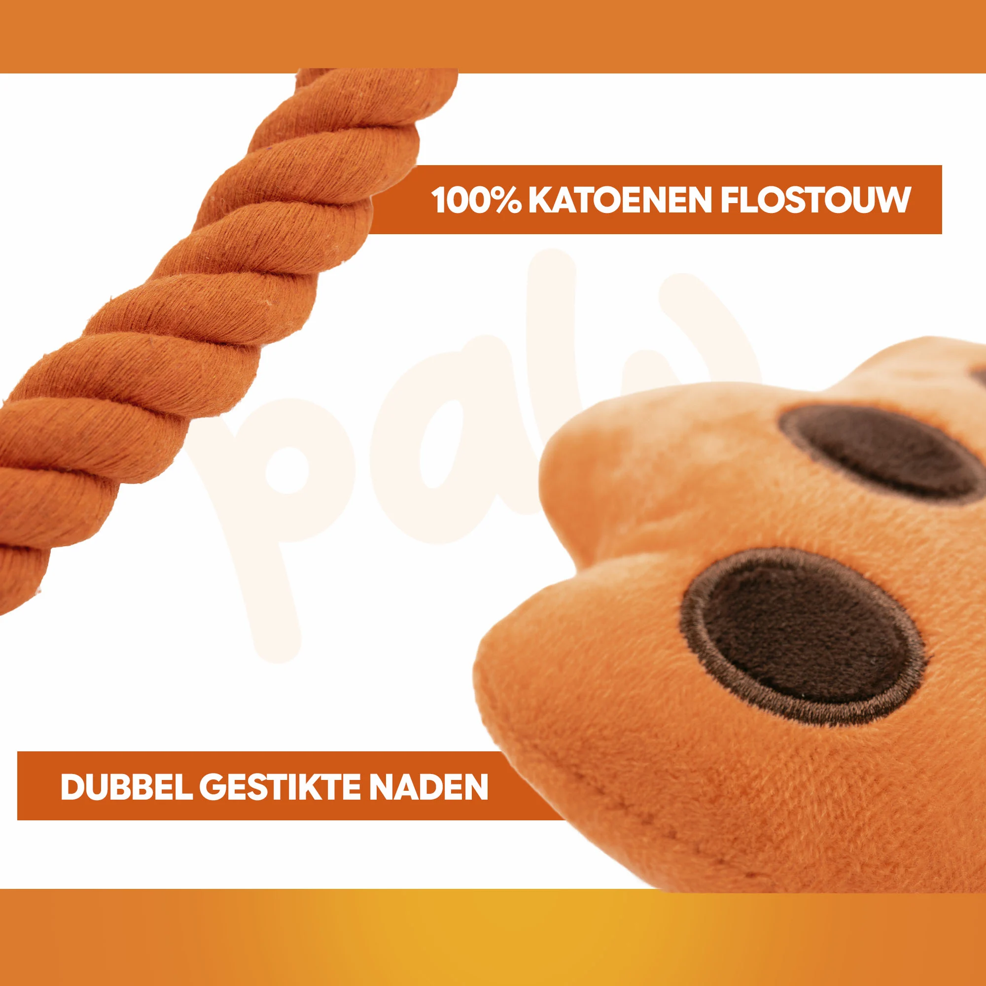 Zabawka do przeciągania dla psa w kształcie dłoni, ze sznurem do przeciągania i piszczałką – Holland Oranje High Five - obrazek 5