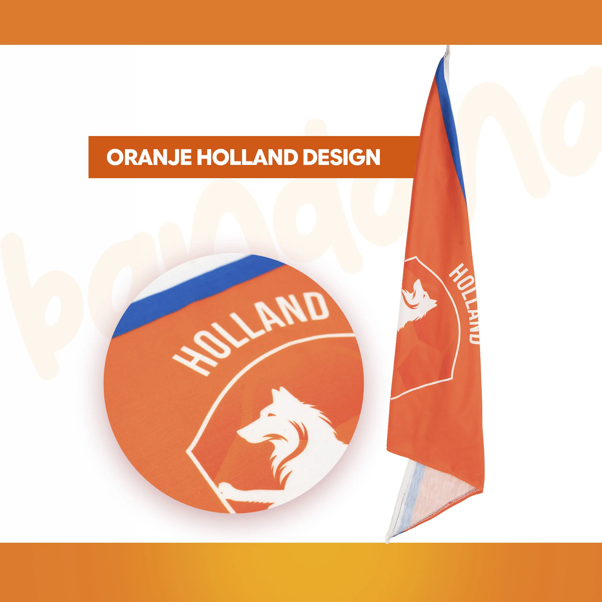 Bandana dla psa pomarańczowa L na Dzień Króla – holenderska bandana w pomarańczowym kolorze - obrazek 3