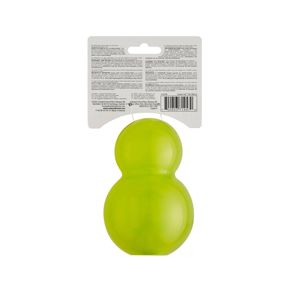 Napełniana zabawka do gryzienia L, zielona, 12 x 7,5 cm – Outward Hound (Kyjen) Double-Tuff - obrazek 3