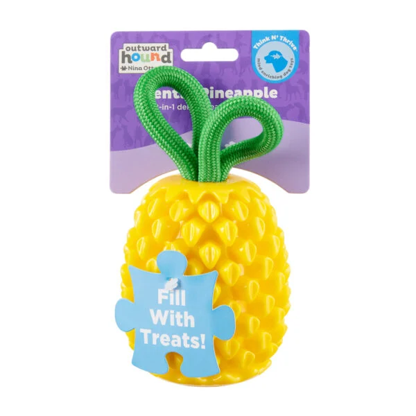 Zabawka do gryzienia z liną i owocowym aromatem – Outward Hound (Kyjen) Dental Pineapple