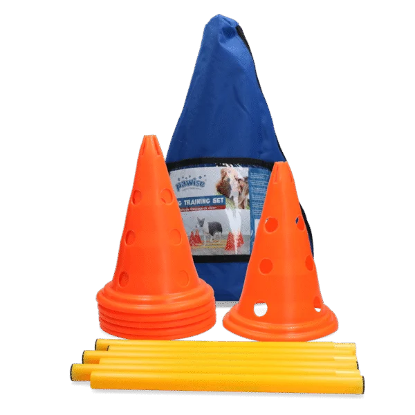 Zestaw agility dla psów z 6 pachołkami i 3 drążkami – Pawise Dog Agility Training Set