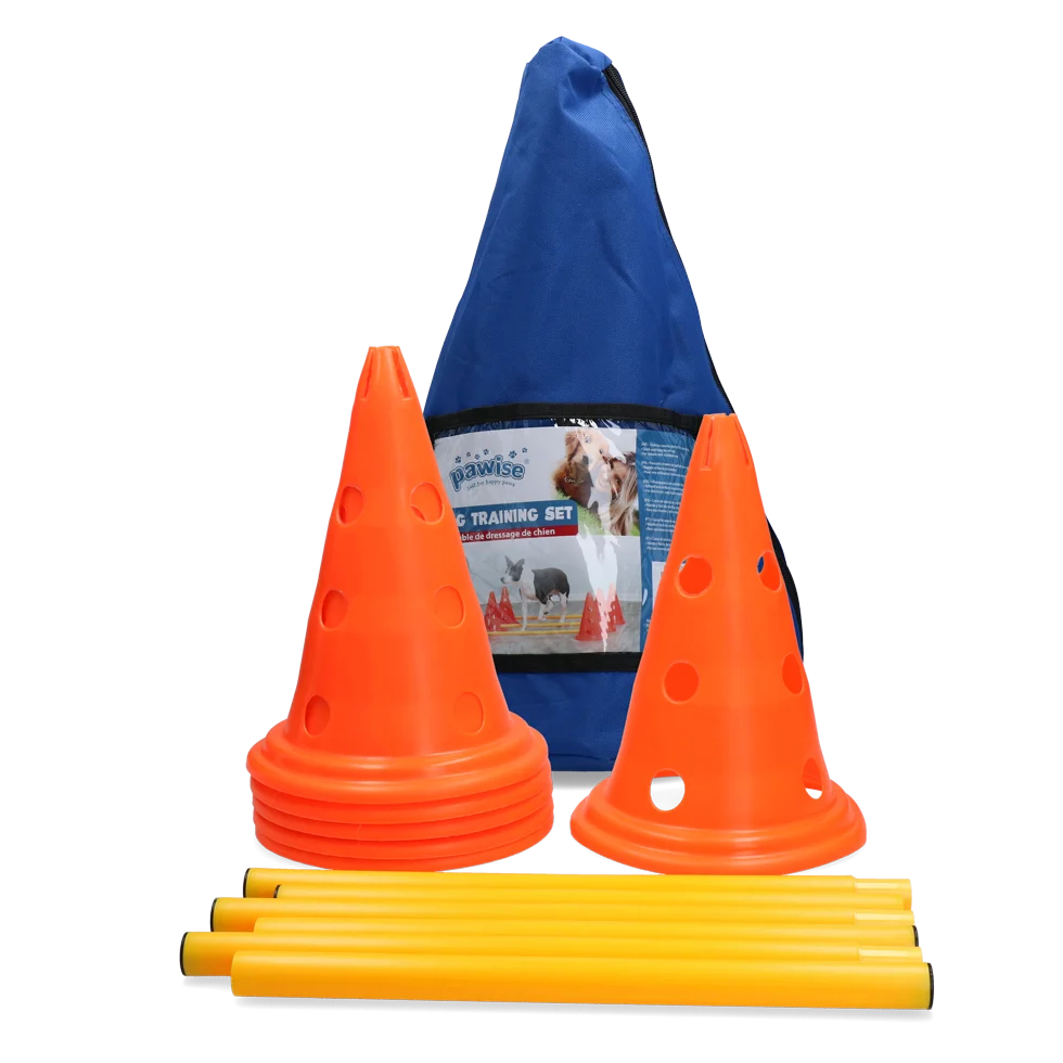 Zestaw agility dla psów z 6 pachołkami i 3 drążkami – Pawise Dog Agility Training Set - obrazek 1