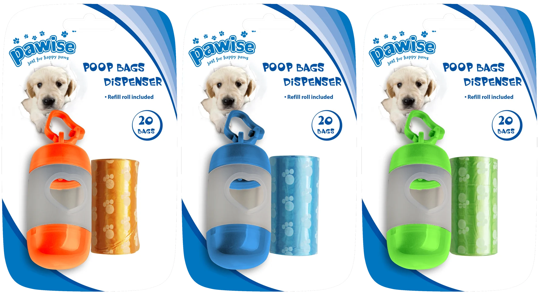 Etui na woreczki na odchody z 2 rolkami po 20 woreczków, do smyczy lub spodni – Pawise Poop Bag Dispenser - obrazek 1