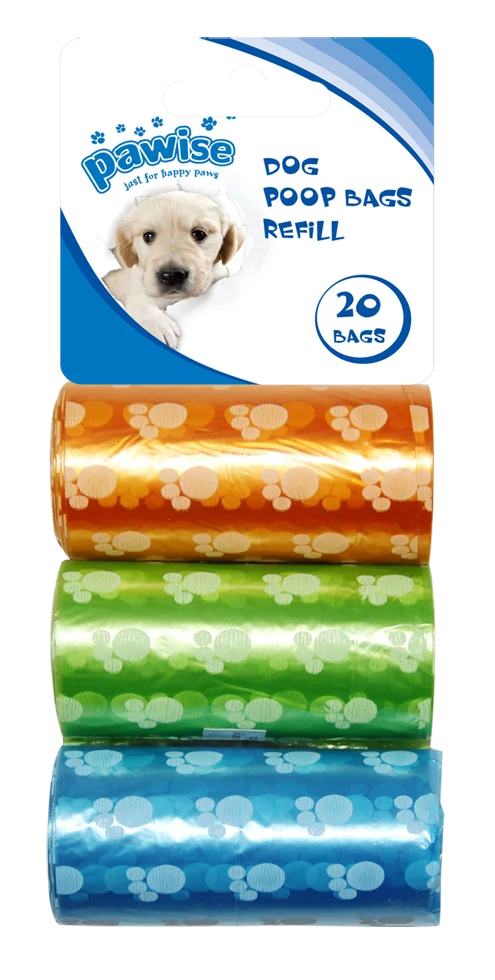 Woreczki na odchody, wkład, 3 rolki po 20 sztuk – Pawise Refill Poop Bag 3-Pack - obrazek 1
