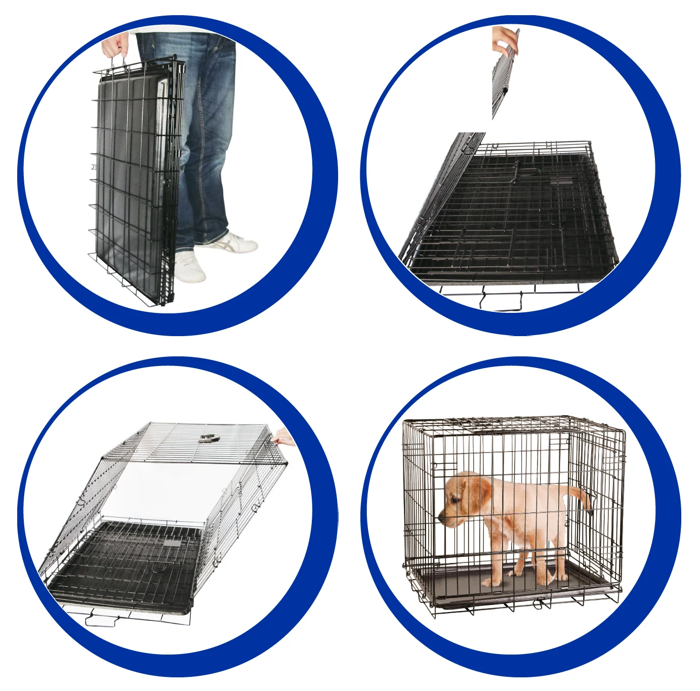 Składana klatka dla psa z drutu stalowego, 122 x 76 x 84 cm – Pawise Wire Dog Crate XXL - obrazek 1