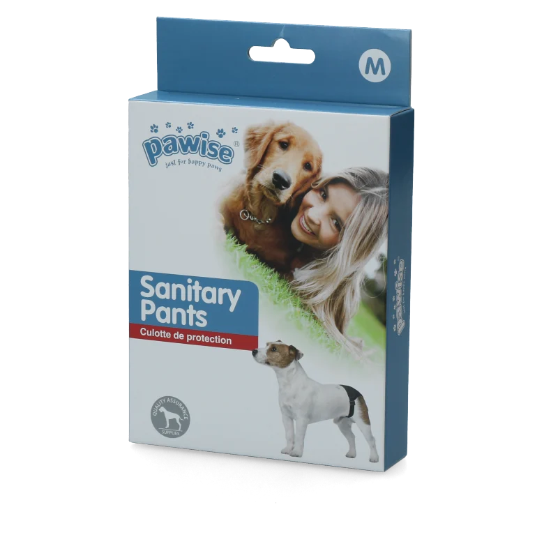 Majtki na cieczkę dla psów z 1 wkładką chłonną, obwód brzucha od 32 do 39 cm – Pawise Sanitary Pants M - obrazek 1