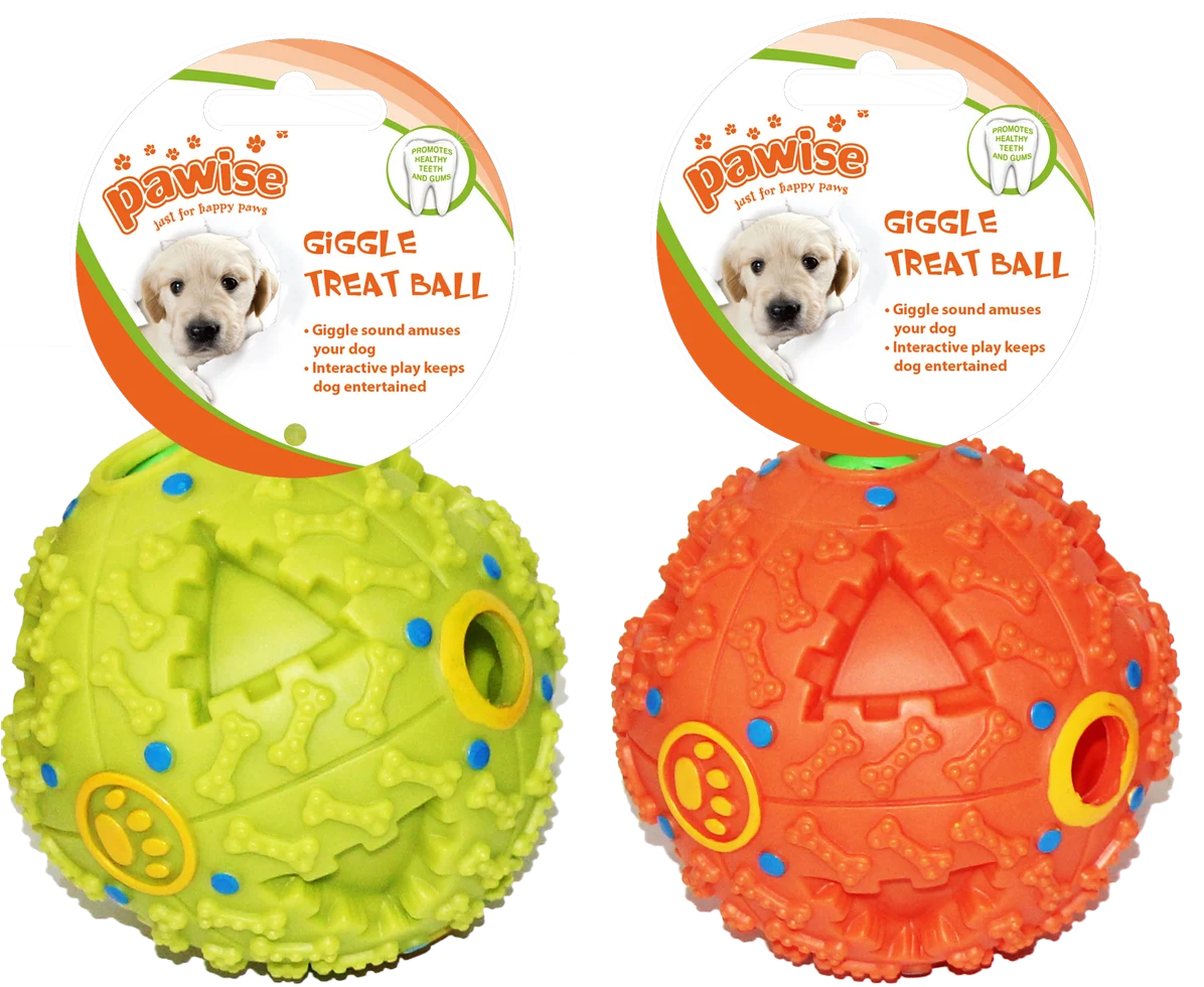 Piłka na karmę z chichoczącym dźwiękiem i otworem na przysmaki M – Pawise Giggle Treat Ball - obrazek 1