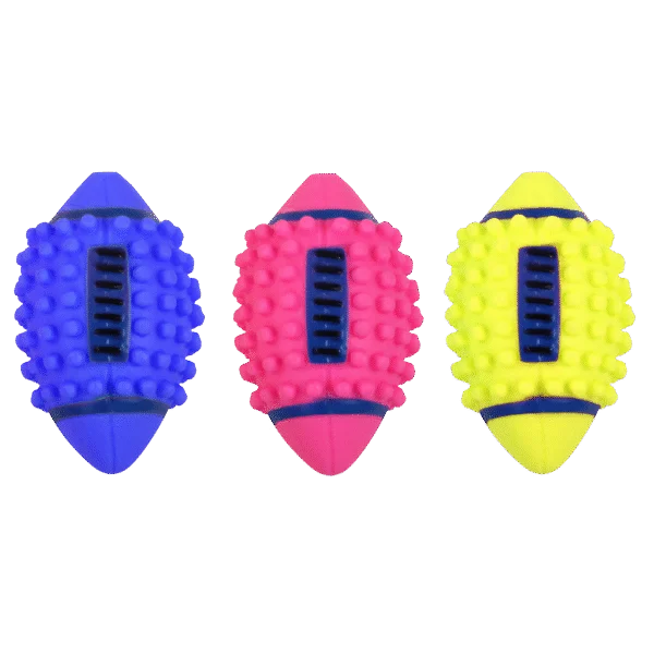 Piłka dla psa w kształcie futbolówki z winylu z piszczałką, 12,5 cm – Pawise Vinyl spiky football