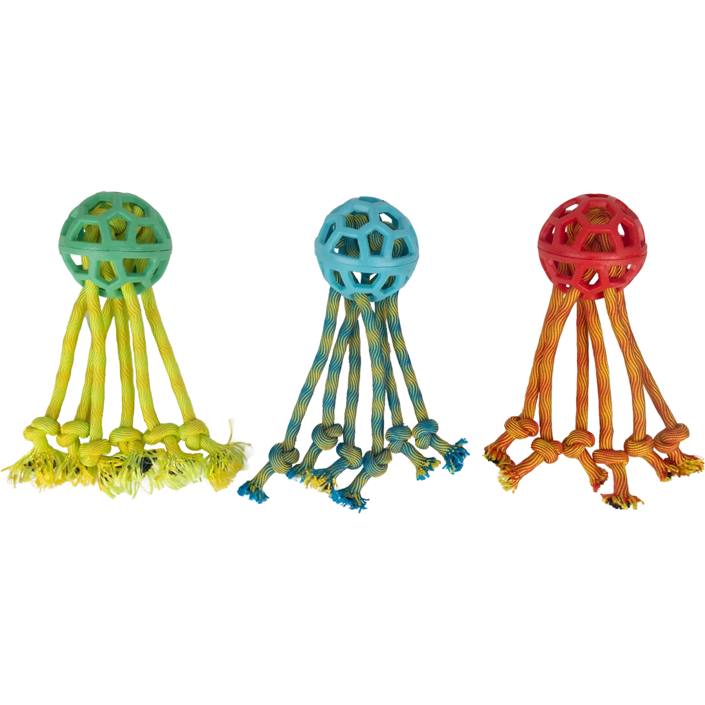 Piłka dla psa ze sznurami do przeciągania, wysyłana losowo – Pawise Play-N-Tug Rope Octopus - obrazek 1