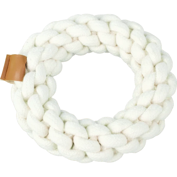 Bawełniany sznur dla psa w kształcie ringa, beżowy – Pawise Premium Cotton Toy Ring
