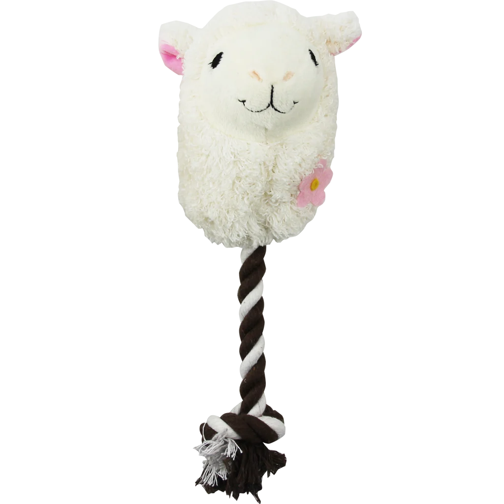 Pluszowa zabawka dla psa w kształcie alpaki ze sznurem do zabawy i piszczałką, assorti – Pawise Alpaca Doll With Rope - obrazek 3