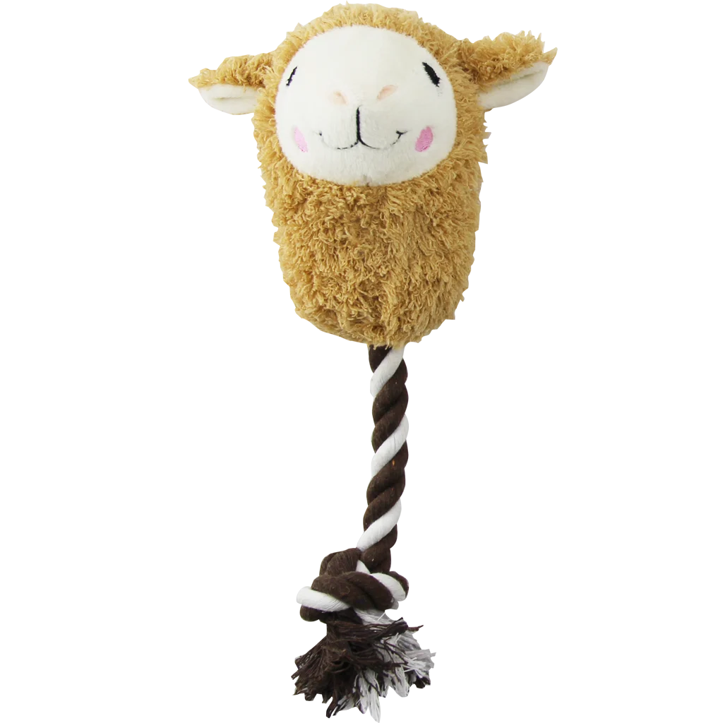 Pluszowa zabawka dla psa w kształcie alpaki ze sznurem do zabawy i piszczałką, assorti – Pawise Alpaca Doll With Rope - obrazek 2