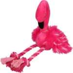 Pluszowa zabawka dla psa flaming z piszczałką i sznurowymi nogami, różowa, ok. 38 x 20 x 10 cm – Pawise Flamingo L - obrazek 2