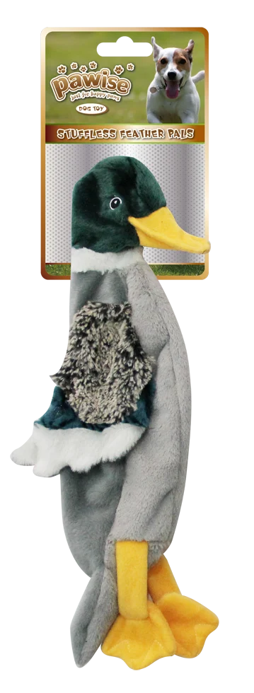Pluszowa kaczka dla psa L bez wypełnienia, z piszczałką, 45 cm – Pawise Stuffless Feather Pals - obrazek 1
