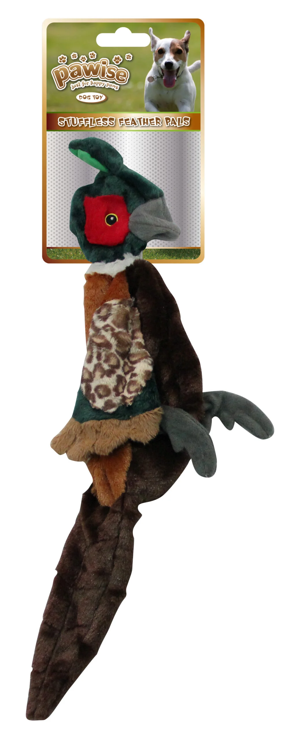 Pluszowy bażant dla psa L bez wypełnienia, z piszczałką, 52 cm – Pawise Stuffless Feather Pals - obrazek 1